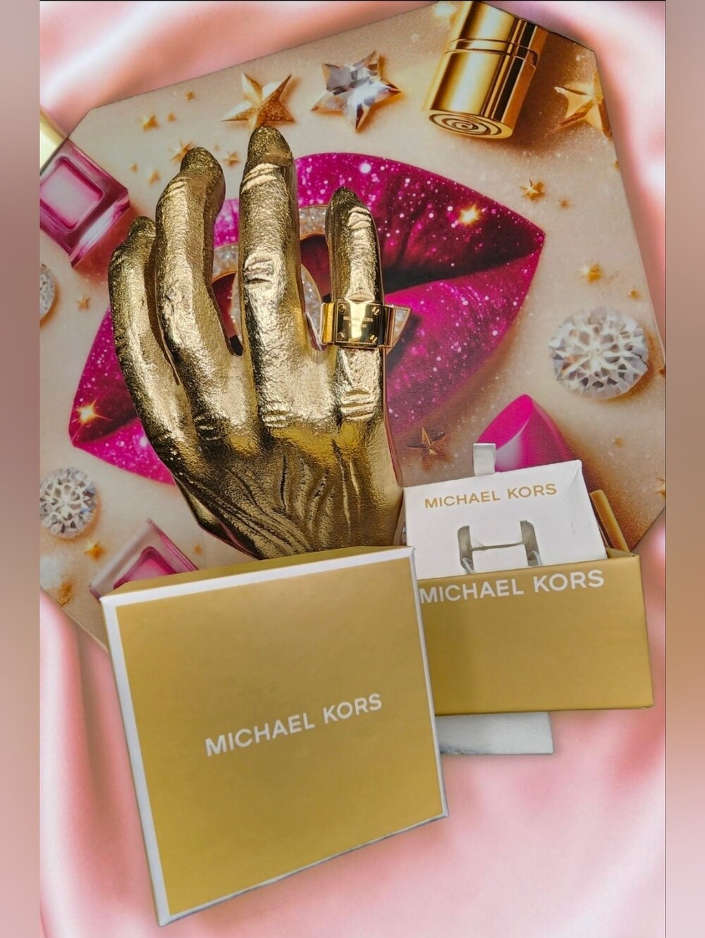 Michael Kors Heritage Collection Gold Tone Plaque Ring NWT